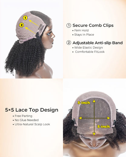 14" Coily Lace Closure Wig (5"*5") Size S-XQC-408