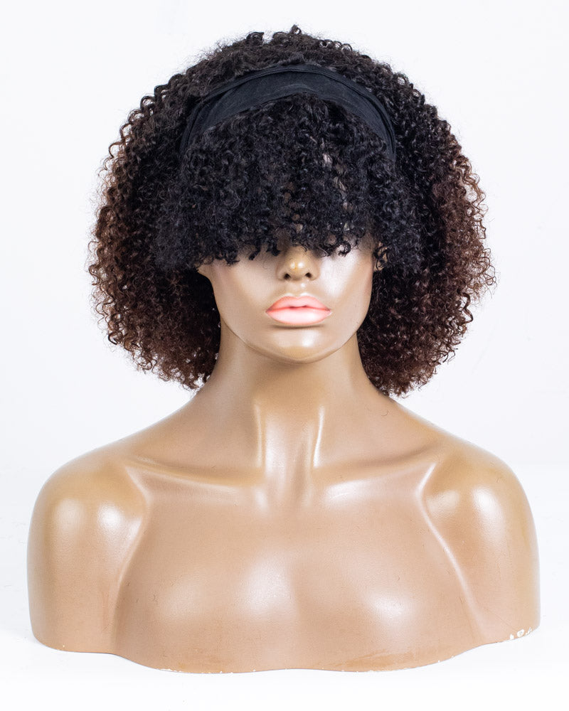 12" Curly Classic Headband Wig with Bangs Size S - HCF-48