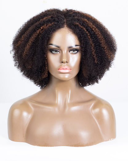 Labor Day Special Offer: 16" Coily Lace Closure Wig (4"*4") Size S - OHT-010