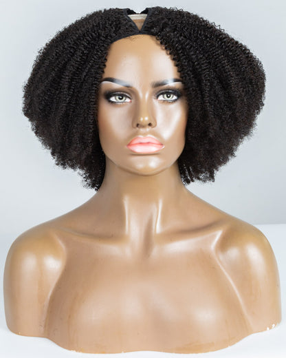 14" Kinky Thinner Parting U-part Wig Size M - XQC-312