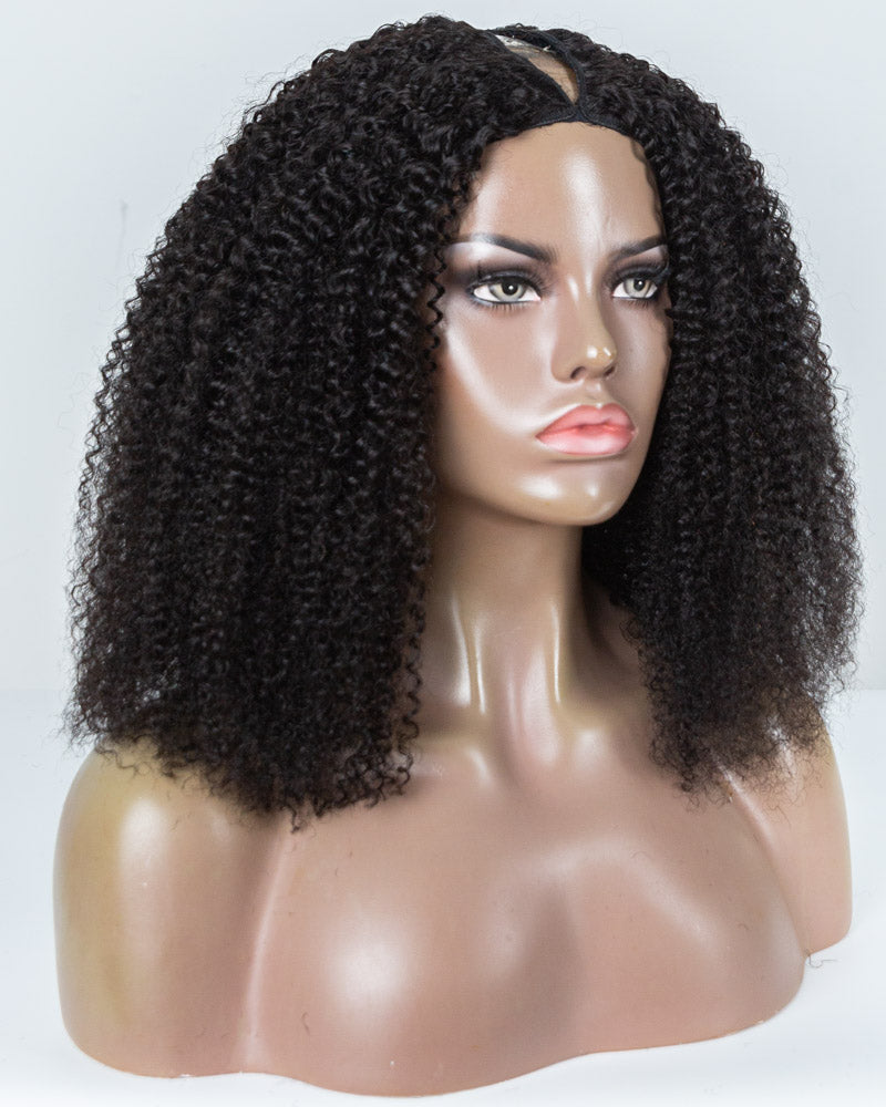 18" Coily & Curly Thinner Parting U-part Wig Size M - XQC-313