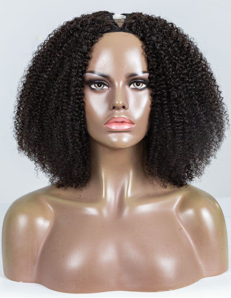 18" Coily Thinner Parting U-part Wig Size M - XQC-330