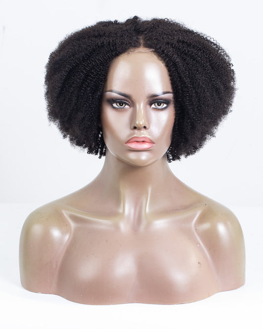 14" Kinky U Lace All in One Half Wig - XQC-413