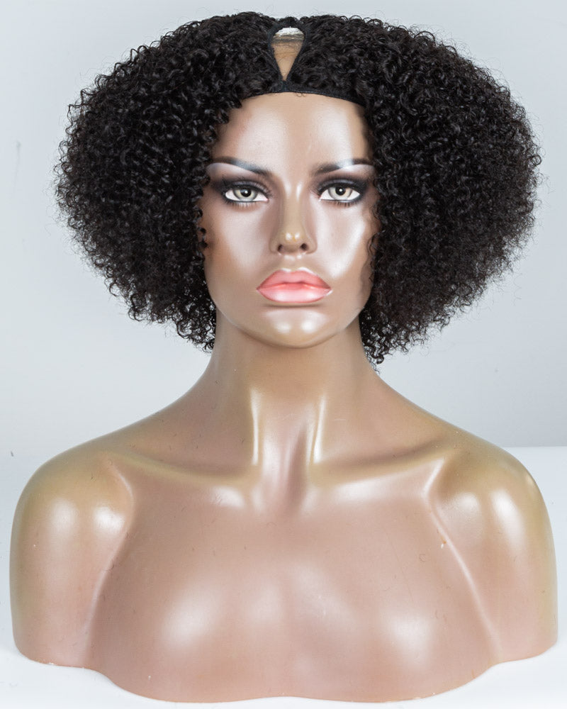 12" Curly Thinner Parting U-Part Wig Size S - XQC-315