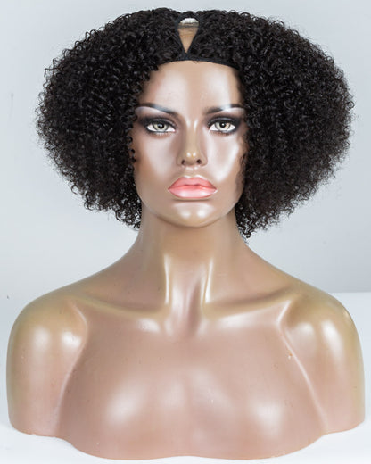 12" Curly Thinner Parting U-Part Wig Size S - XQC-315