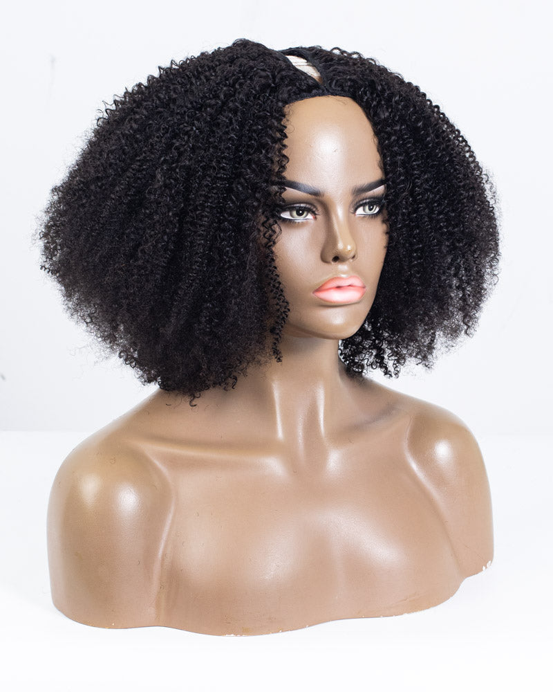 18" Kinky & Coily Thinner Parting U-Part Wig Size S - XQC-358