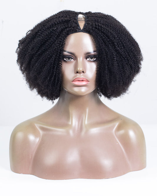 16" Kinky Thinner Parting U-Part Wig Size M - XQC-426