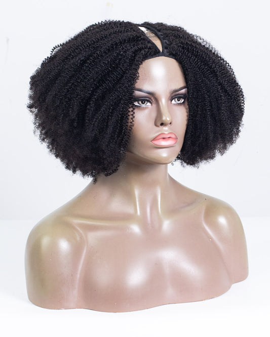 16" Kinky Thinner Parting U-Part Wig Size M - XQC-426